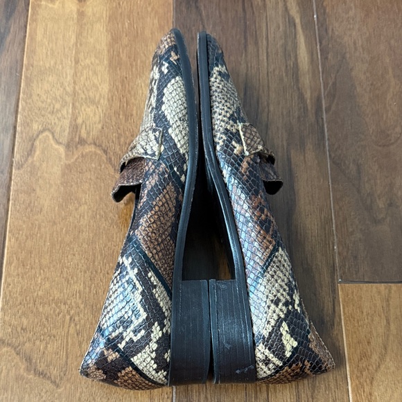 Via Spiga Tan and Brown Snake Print Loafers - Picture 10 of 12